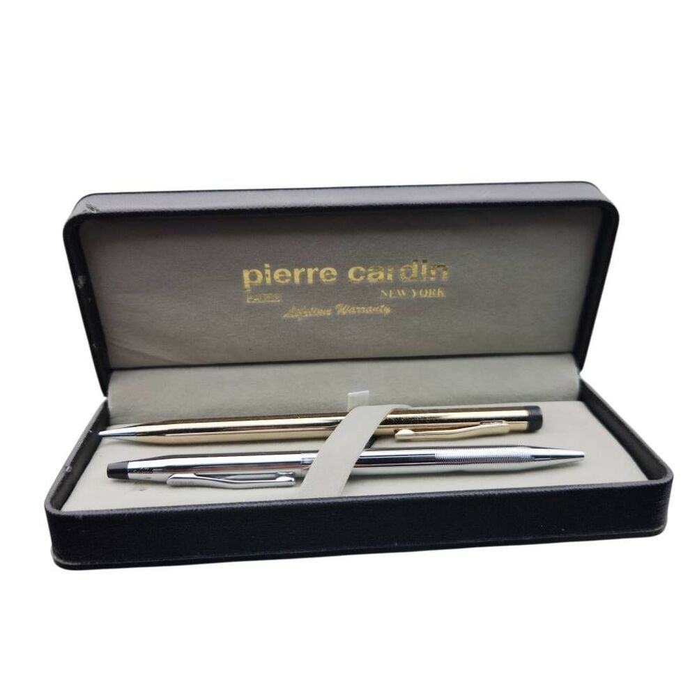Vintage Pierre Cardin Gold Mechanical Pencil in Original Box & Cross Silver Pen
